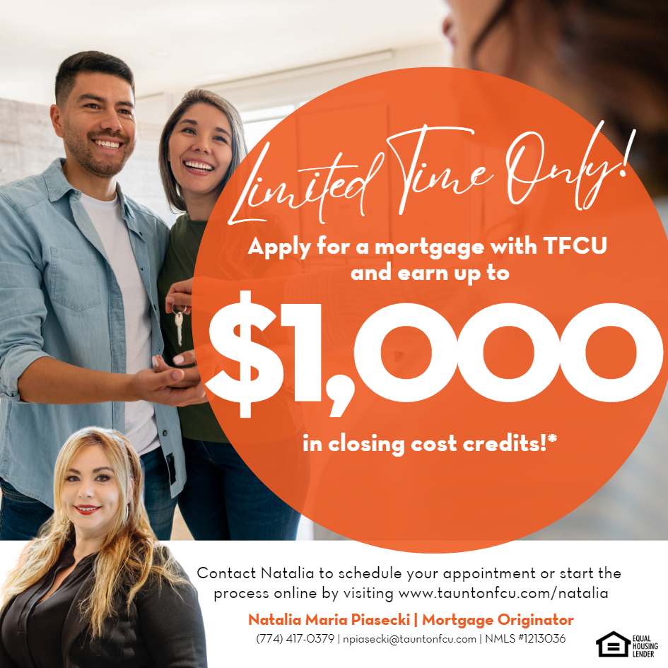 Limited time only. Apply for a mortgage with TFCU and earn up to $1,000 in closing cost credits*